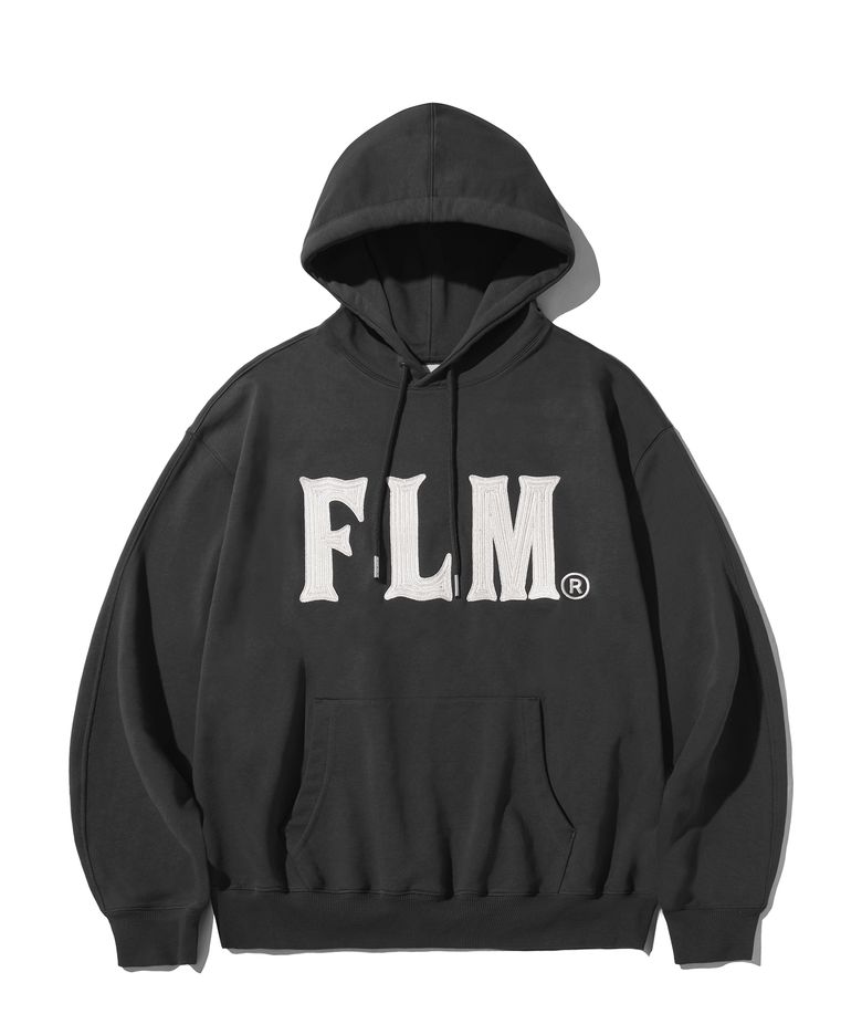 FLM 스티치 로고 후디-블랙