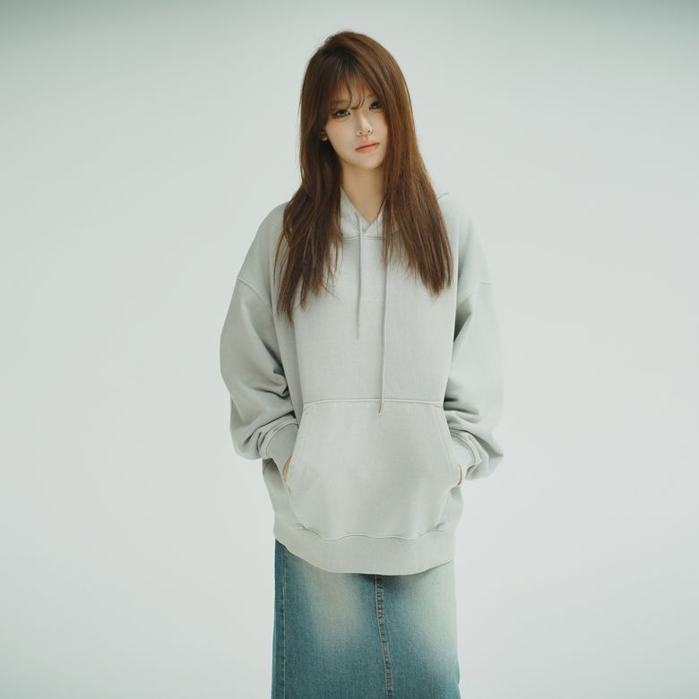 980g 오버사이즈 후드 - 피그먼트다잉 [ 문 그레이 ]