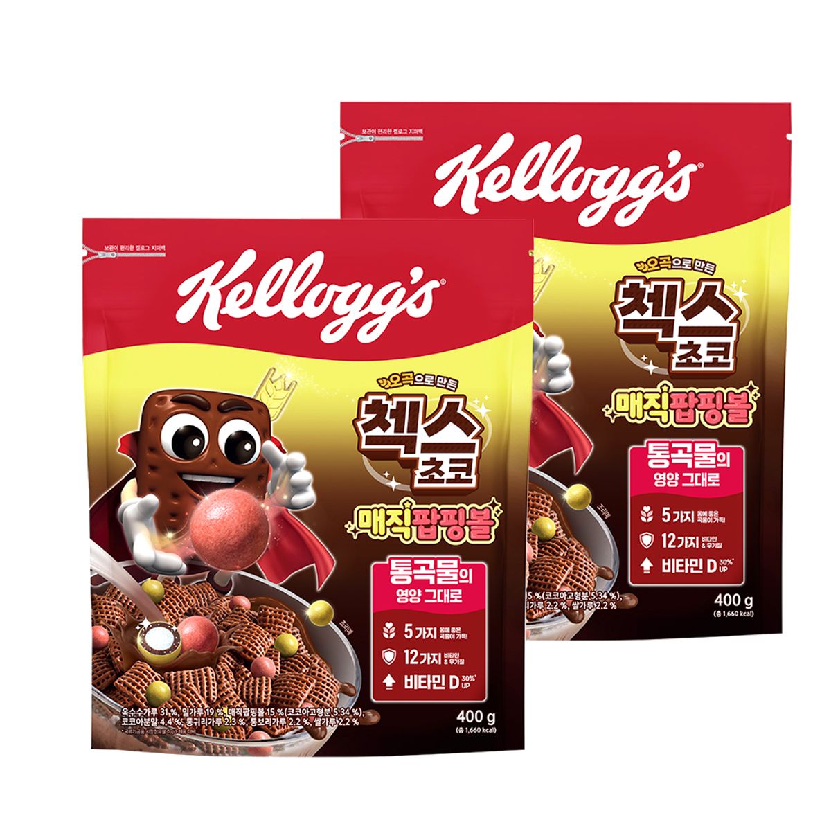 켈로그(KELLOGG) 첵스초코 매직팝핑볼 400g 2개