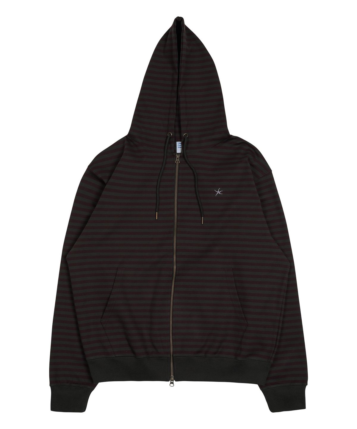 더콜디스트모먼트(THE COLDEST MOMENT) TCM stripe hooded zip-up (charcoal/burgundy)