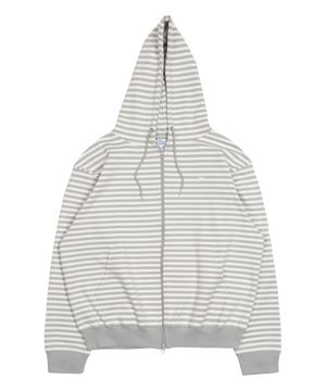 TCM stripe hooded zip-up (grey/whiteivory)