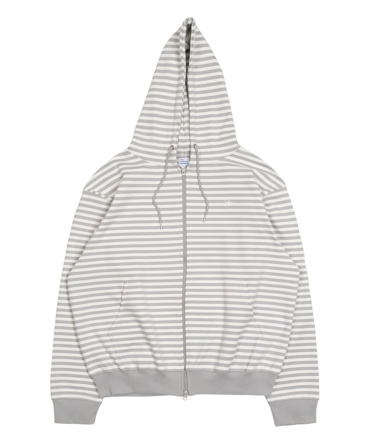 더콜디스트모먼트(THE COLDEST MOMENT) TCM stripe hooded zip-up (grey/whiteivory)