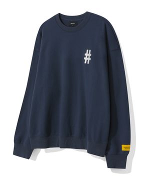 에센셜 해시태그 로고 맨투맨(인디고)