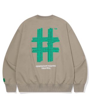 그린 해시태그 맨투맨(베이지)