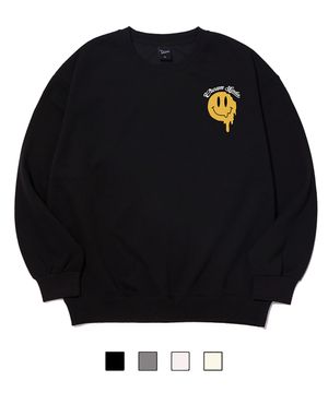 크림소다랩 스마일 블랙 스웨트 셔츠