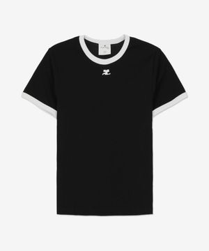 시그니처 콘트라스트 반소매 티셔츠 - 블랙:헤리티지화이트 / VESJTS017JS00709901