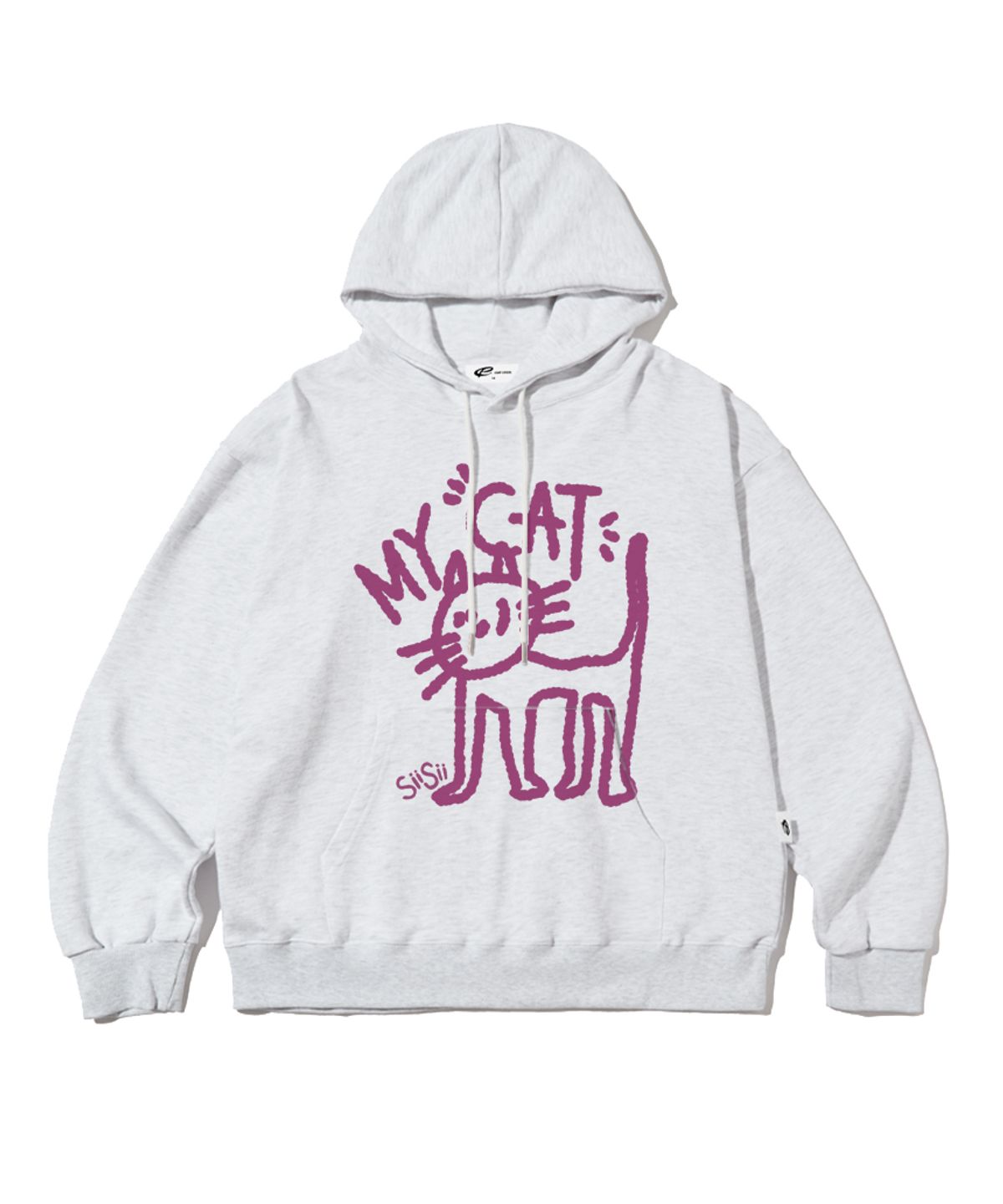 페이지시시(PAGESIISII) 마이 캣 후드티 화이트 멜란지