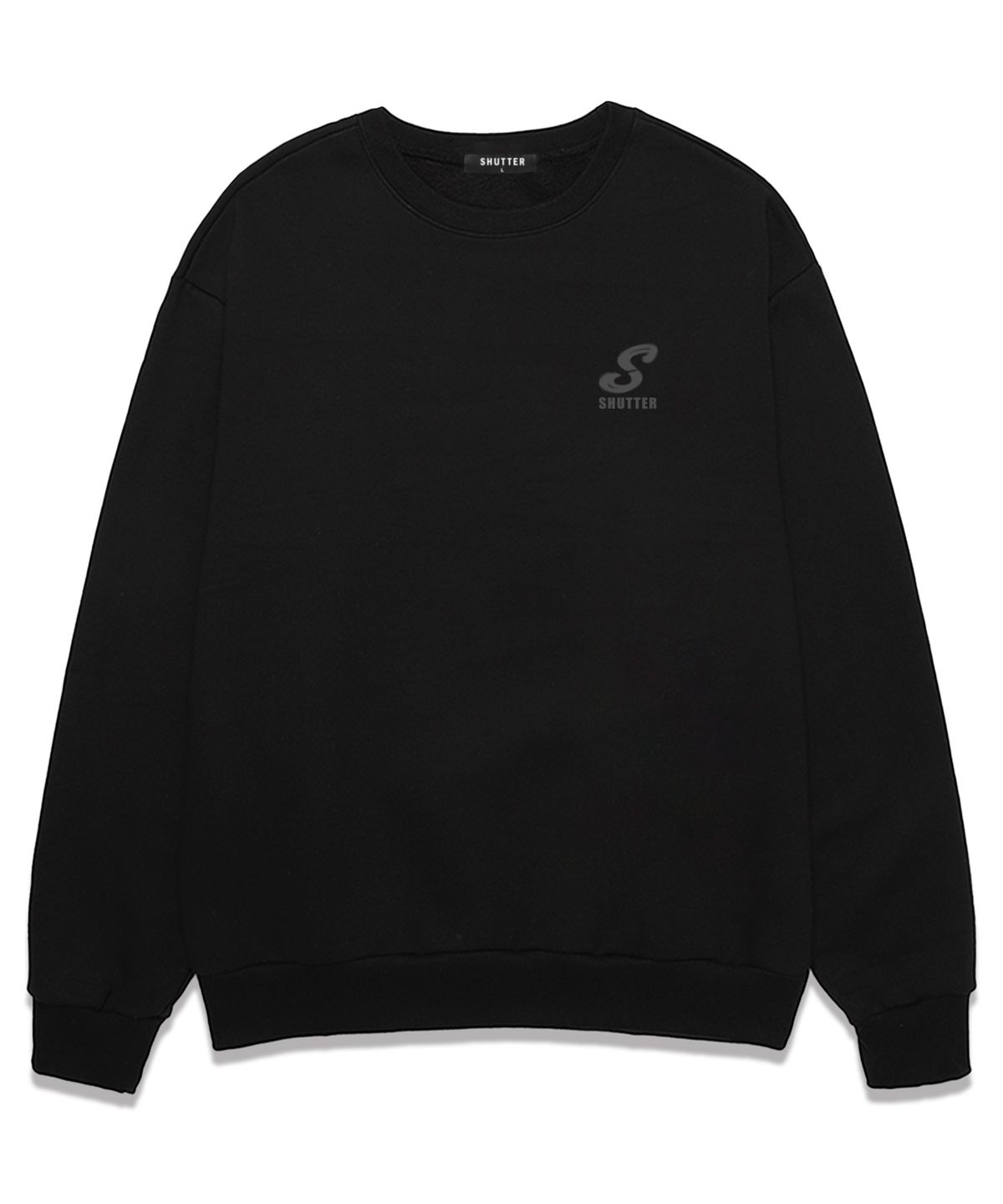 셔터(SHUTTER) MINI S LOGO 오버핏 맨투맨 (SLS030) 블랙