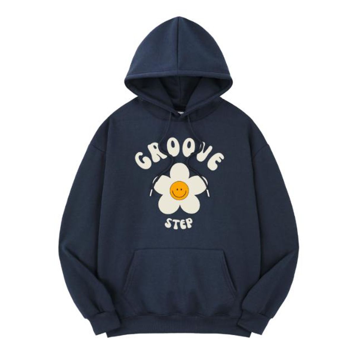 그루브스텝(GROOVESTEP) 스마일 플라워 오버핏 후드 티 H0228