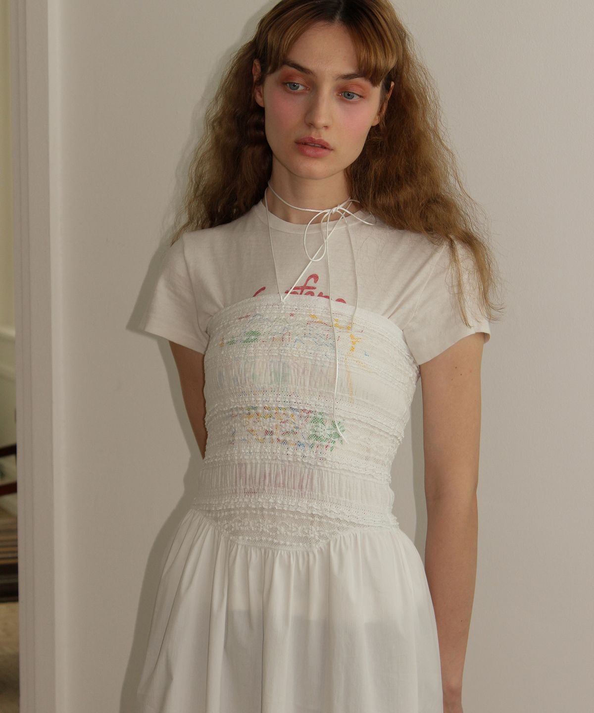 유히리(YUHEELEE) Lace tube top midi dress / White