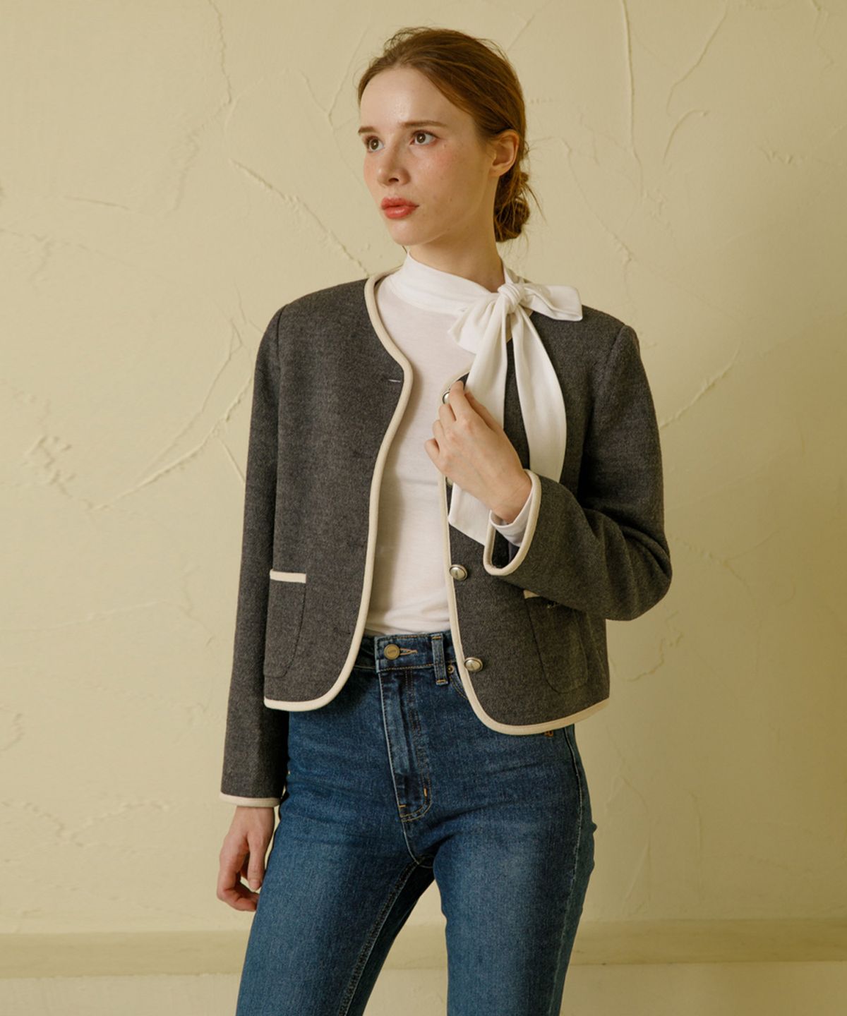 에이루브(ALUV) 라인 울 트위드 자켓 AAQKJK105P