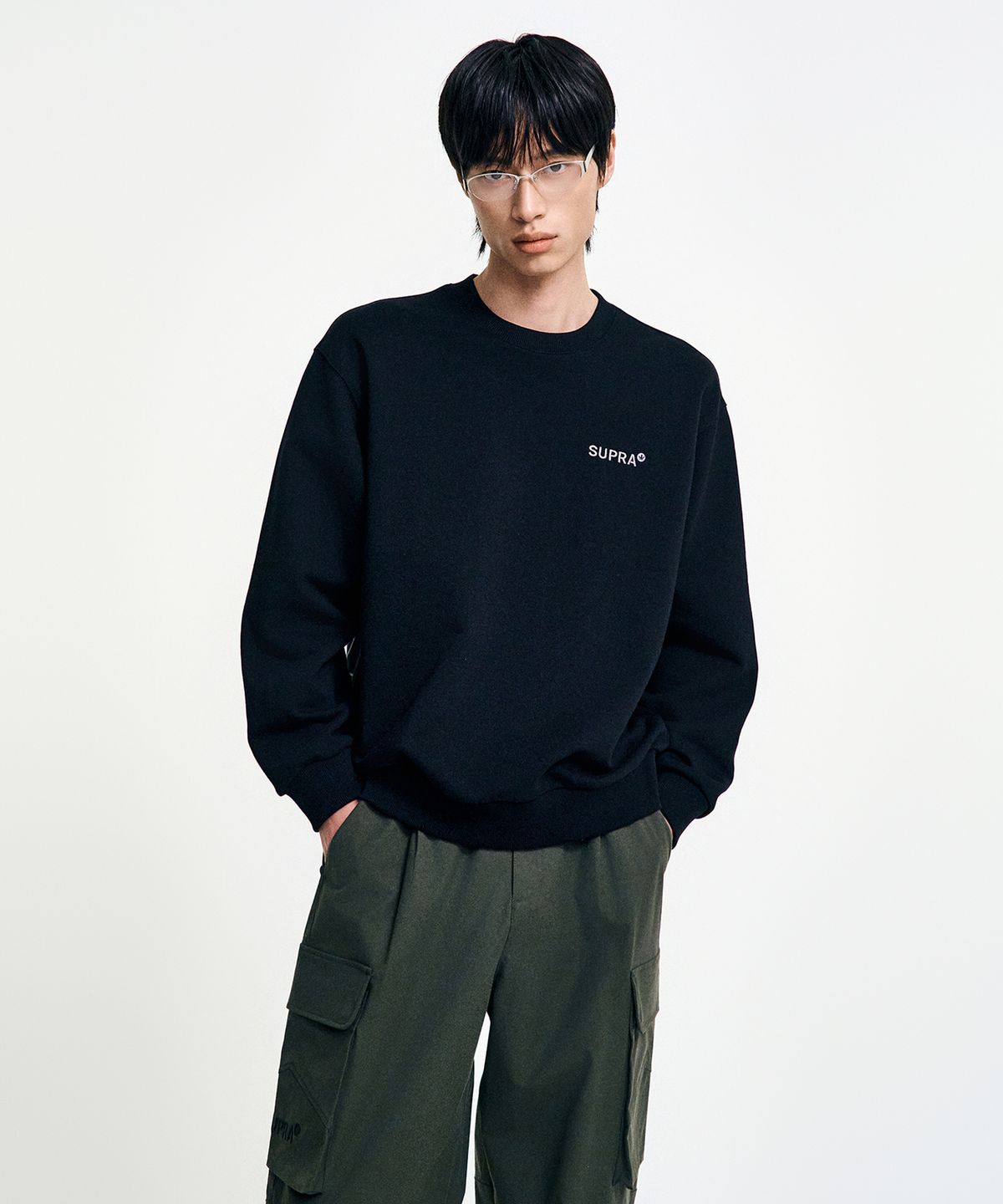 수프라(SUPRA) 마운틴 라인 드로잉 맨투맨(BLACK)
