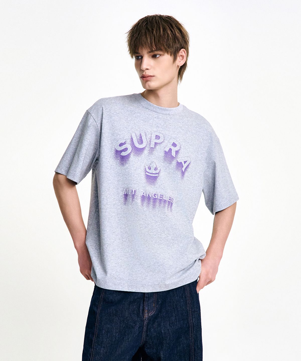수프라(SUPRA) 아치 로고 그래픽 반팔 티셔츠(GRAY)
