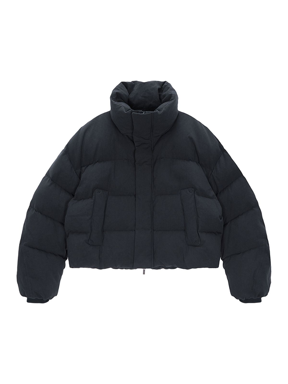 마뗑킴(MATIN KIM) COTTON WASHED PUFFER DUCK DOWN JUMPER IN CHARCOAL
