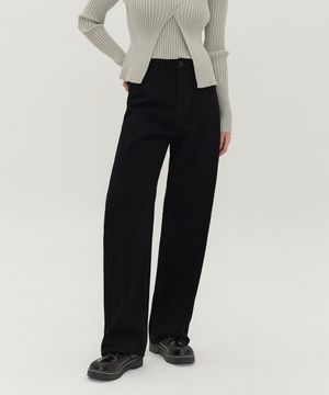 여성 롱 와이드 데님 팬츠 (블랙)