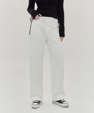 여성 롱 와이드 데님 팬츠 (화이트)