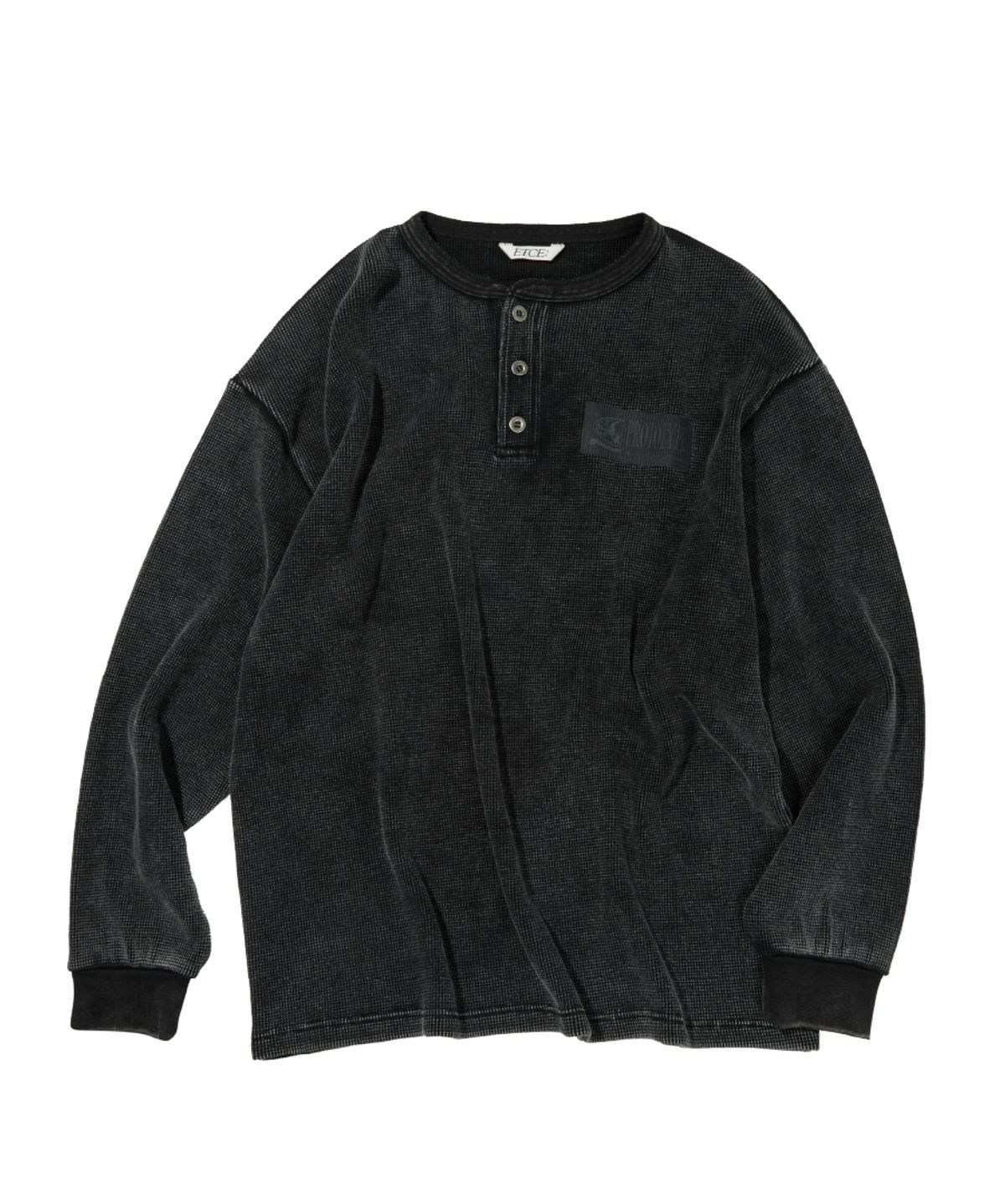 이티씨이(ETCE) PROTOTYPE HENLEY NECK WAFFLE KNIT (CHARCOAL)