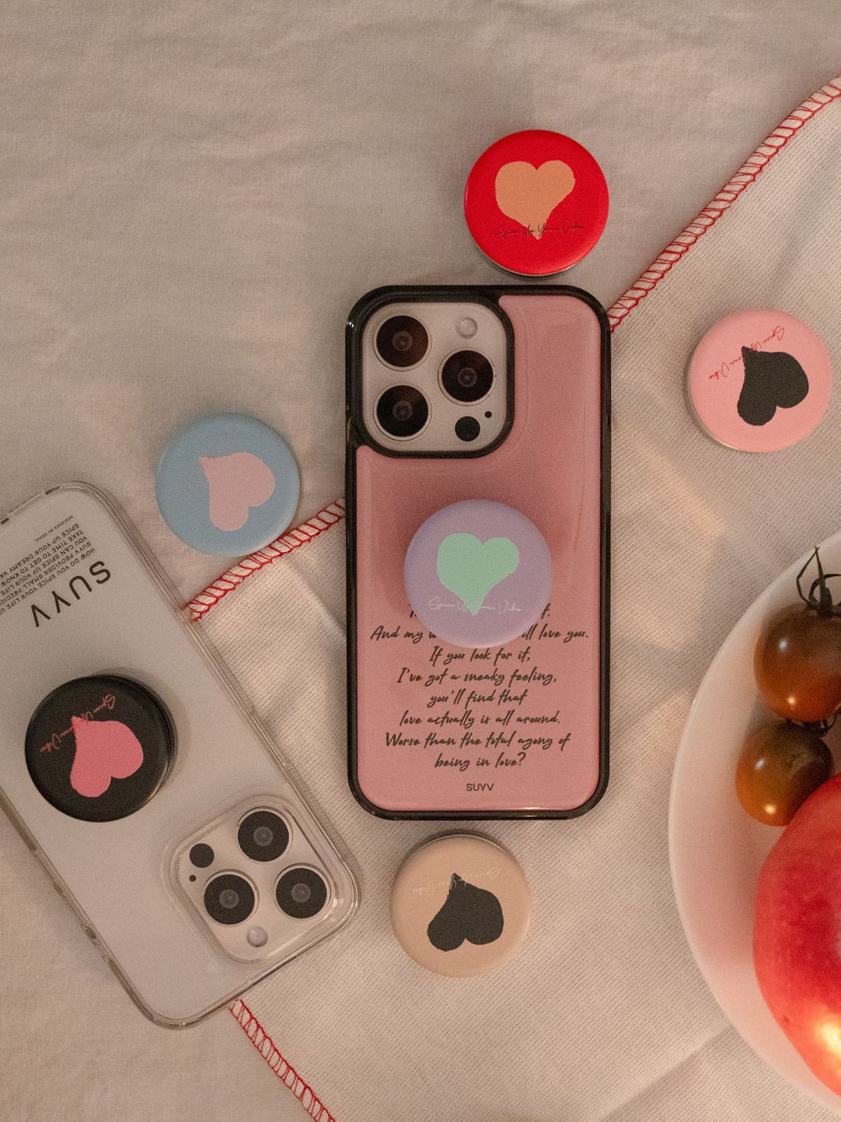 수이브(SUYV) 마카롱 레터링 하트 그립톡 원형 스마트톡