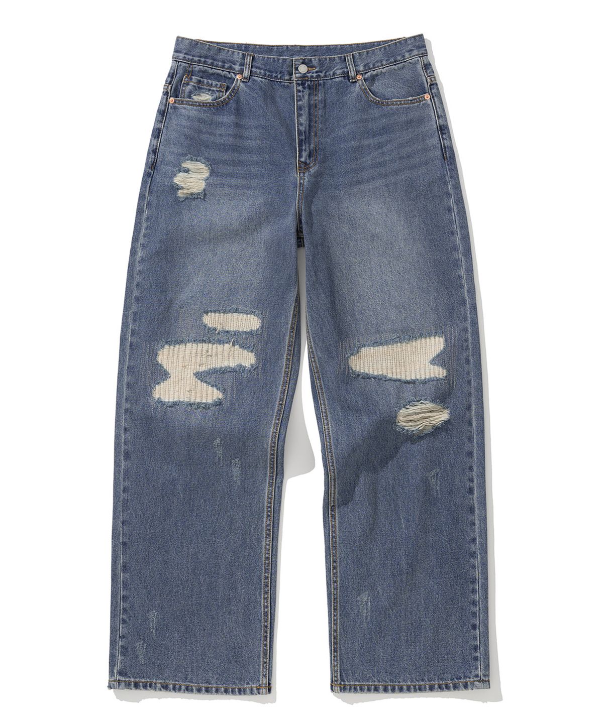 유니폼브릿지(UNIFORM BRIDGE) destroyed denim pants 11.5oz indigo washed