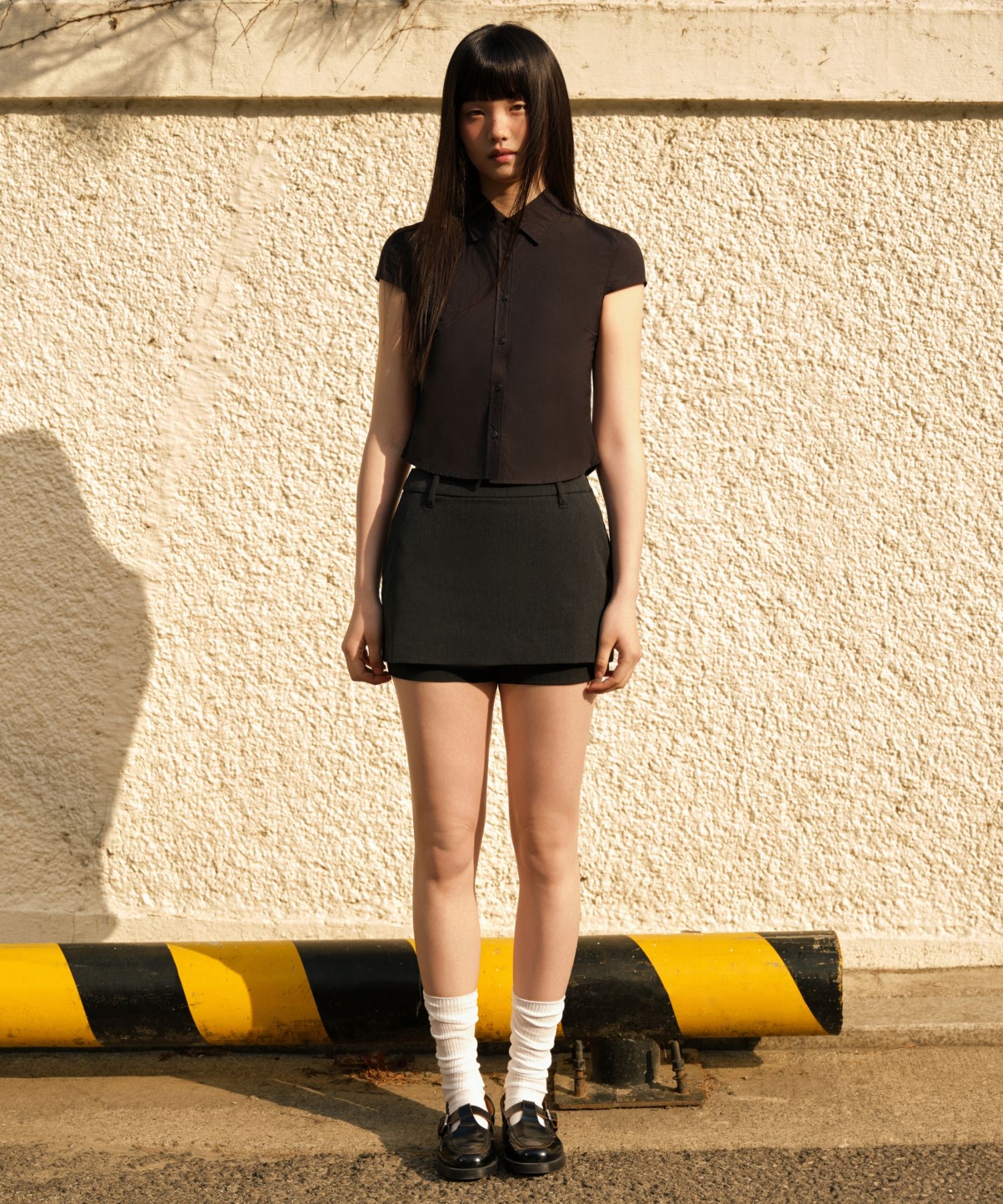 페르フリルミニスカート　misekiseoul blackup musinsa MUSINSA | MISEKI SEOUL Layered chiton mini skirt BLACK