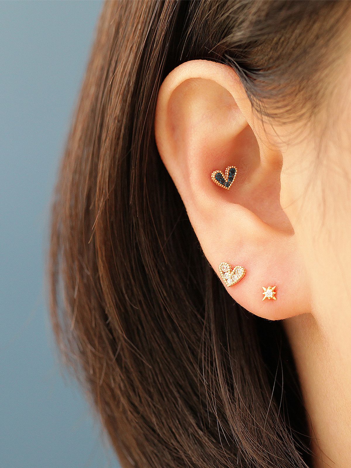 미니멀피어싱(MINIMALPIERCING) 14K 블링 러블리 하트 피어싱 귀걸이
