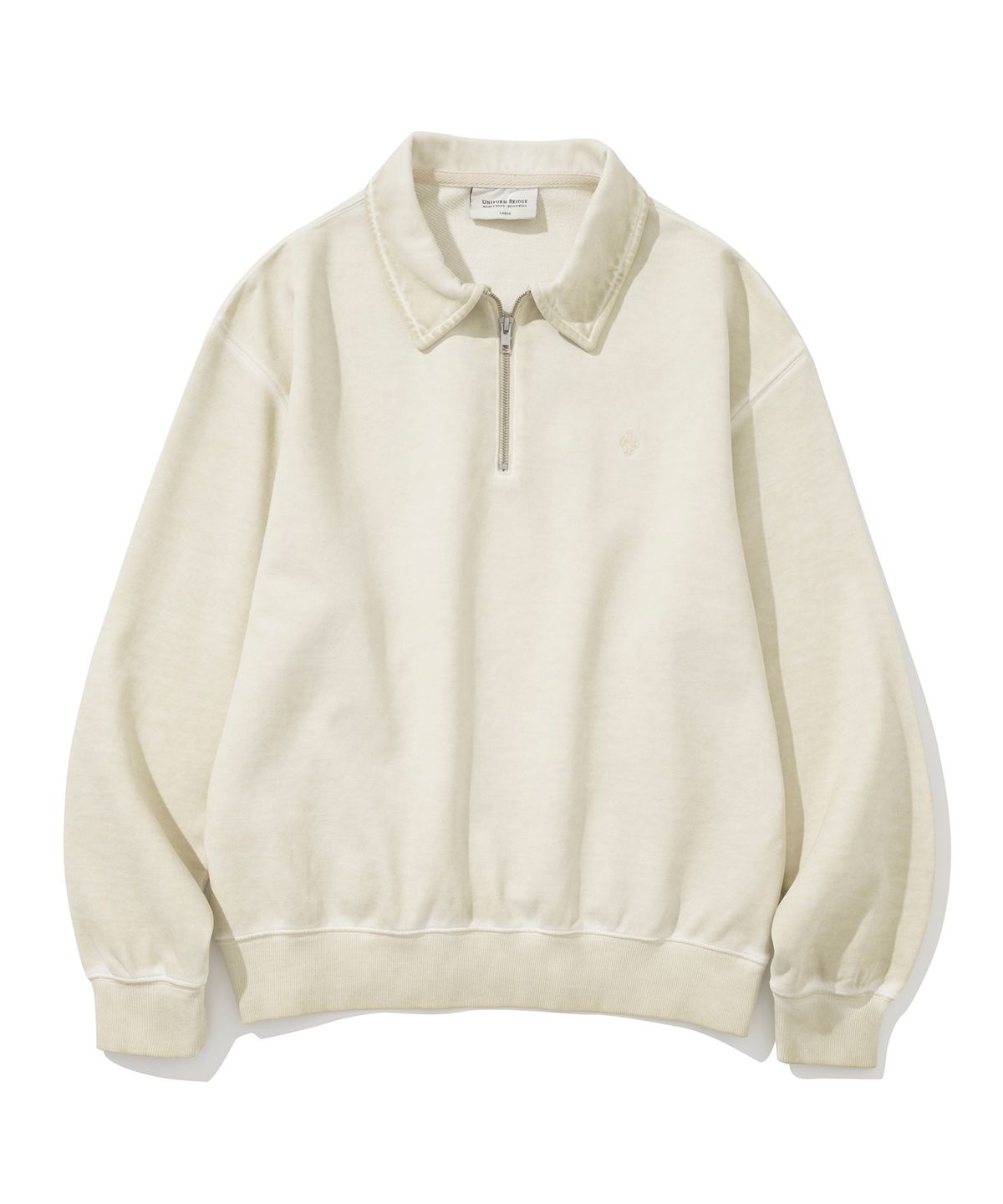 유니폼브릿지(UNIFORM BRIDGE) half zip-up sweatshirt dusty yellow