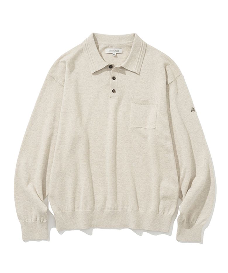 pocket polo knit oatmeal