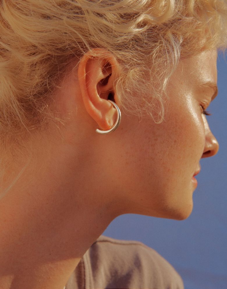 [925 silver] mahinu curve earring