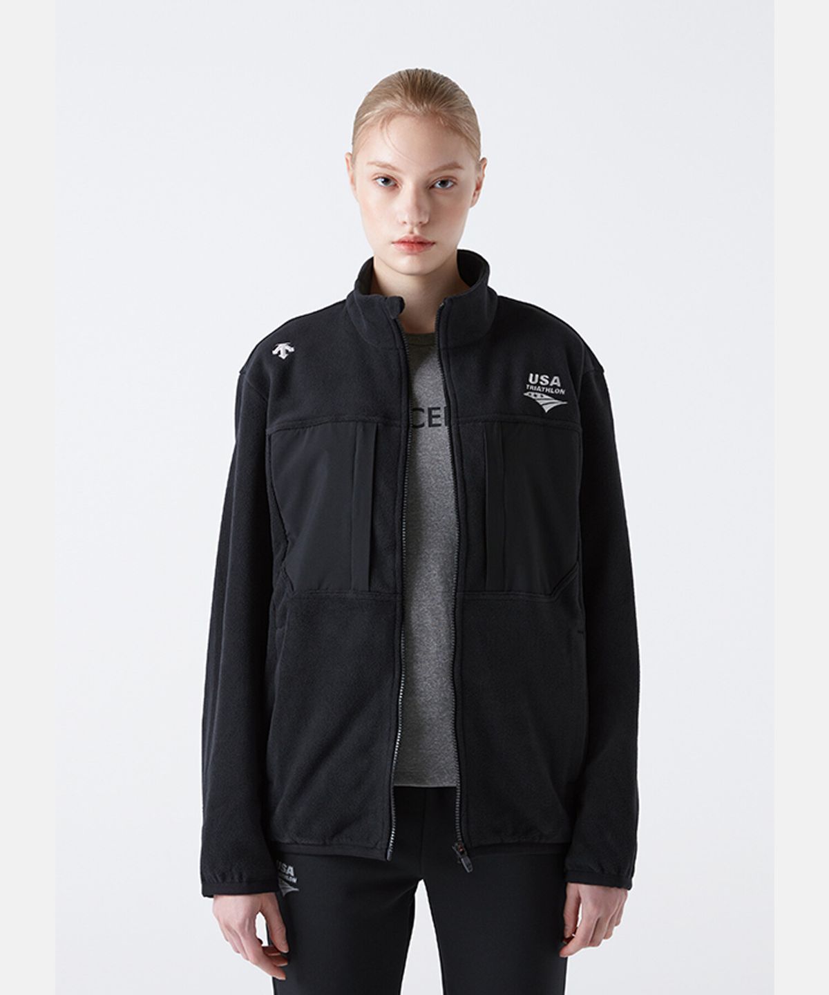 데상트(DESCENTE) USAT 폴라텍 마이크로 플리스 자켓 블랙(SQ123IKT11)
