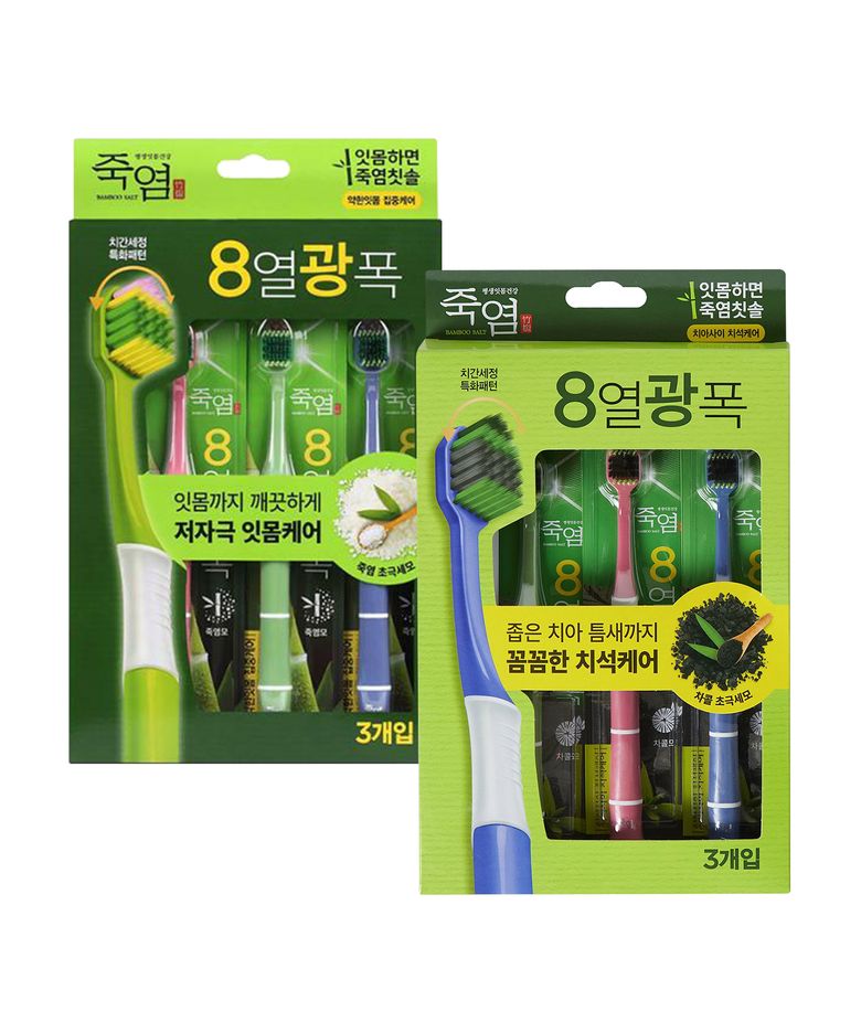 8열광폭 칫솔 3입 x 2개 (치아사이/약한잇몸 택1)