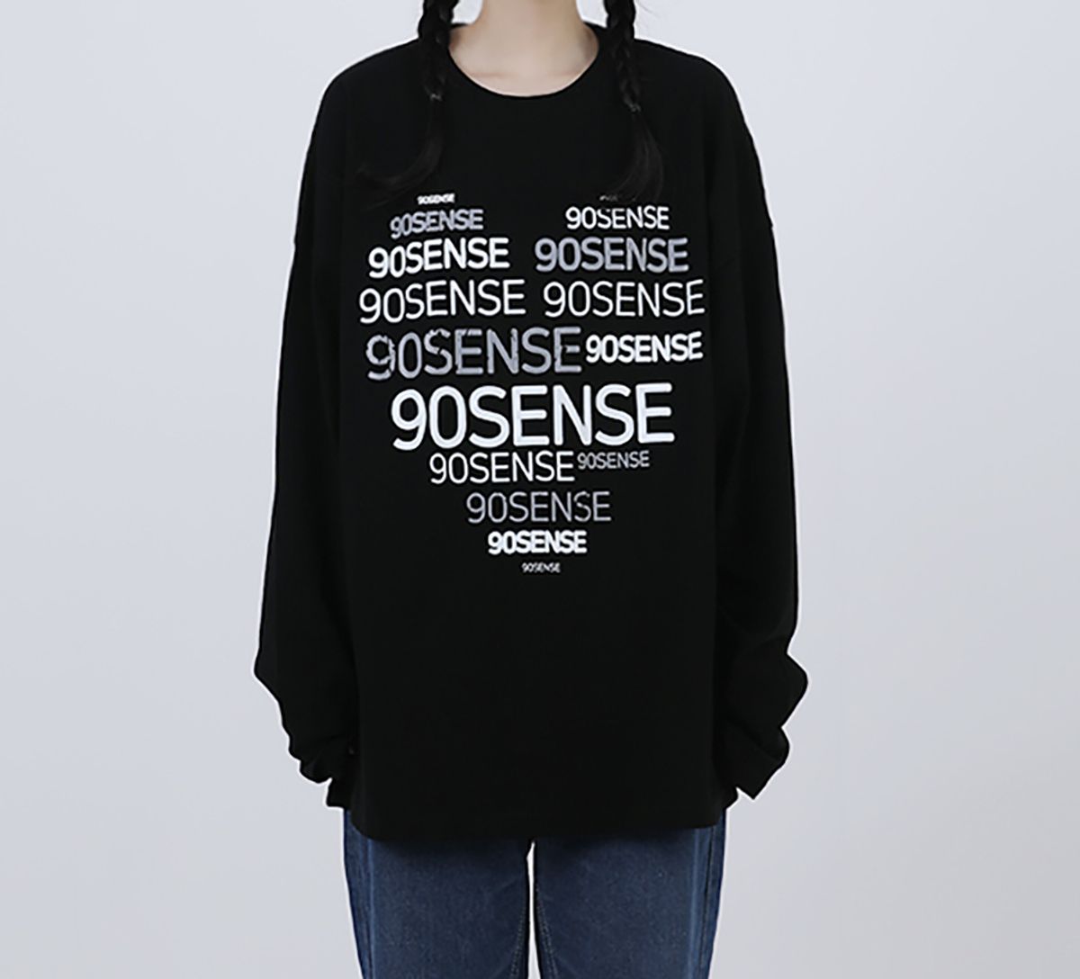 90센스(90SENSE) LOGO 하트 롱슬리브 티셔츠 [2COLOR]