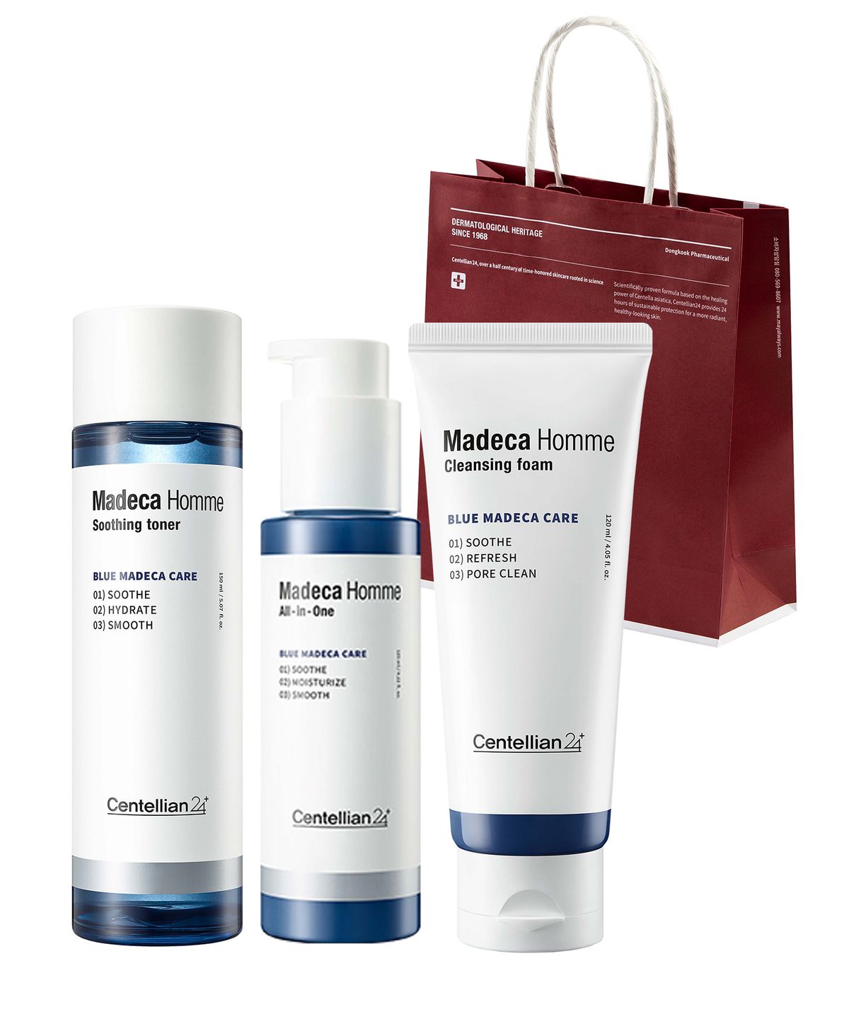 센텔리안24(CENTELLIAN24) [SET] 마데카 옴므 3종 (수딩 토너 150ml + 올인원 에센스 로션 125ml + 폼클렌징 120ml)
