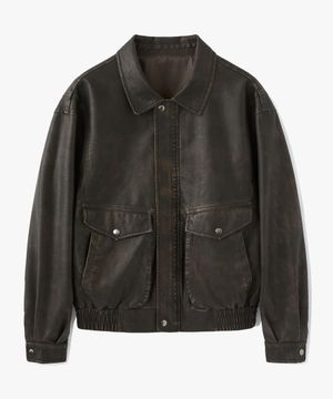 스모크 레더 봄버 자켓