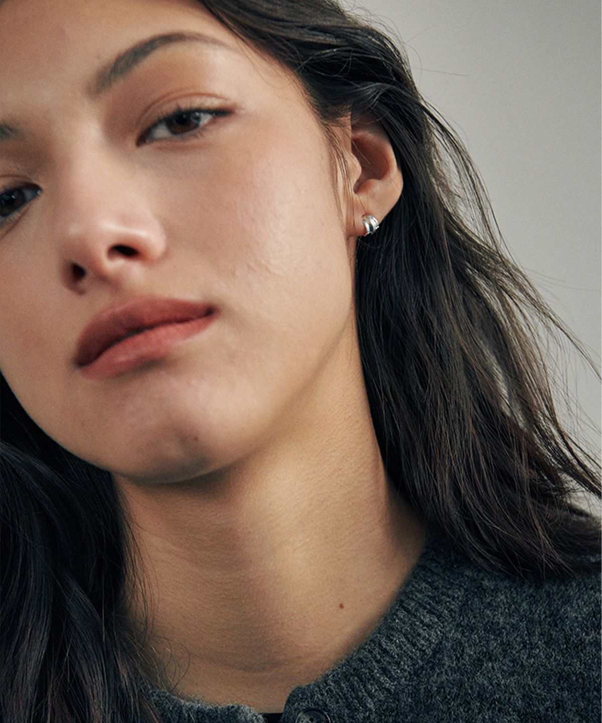 베흐트(VERTE) [925 silver] Deux.silver.201 / mini cote earring (silver)