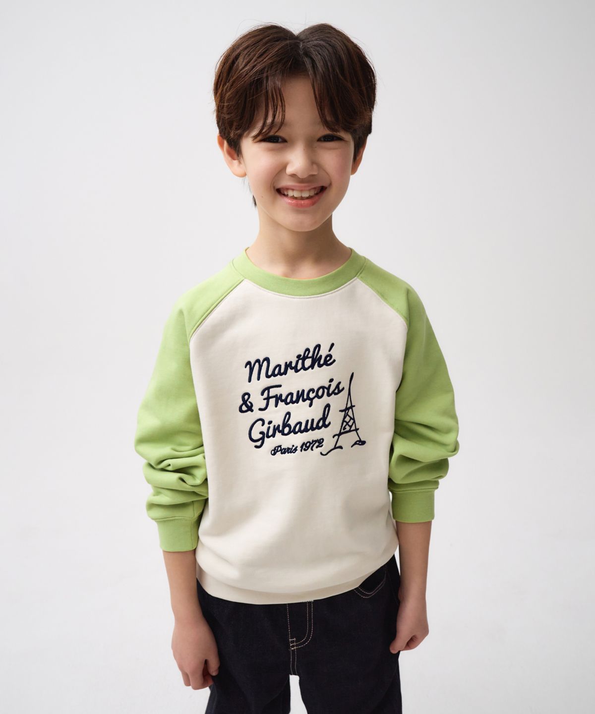 마리떼 키즈(MARITHÉ KIDS) KIDS COLOR BLOCK RAGLAN SWEATSHIRT light green