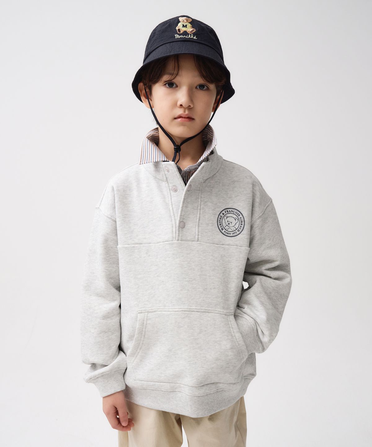 마리떼 키즈(MARITHÉ KIDS) KIDS BUTTON HALFNECK SWEATSHIRT light heather gray