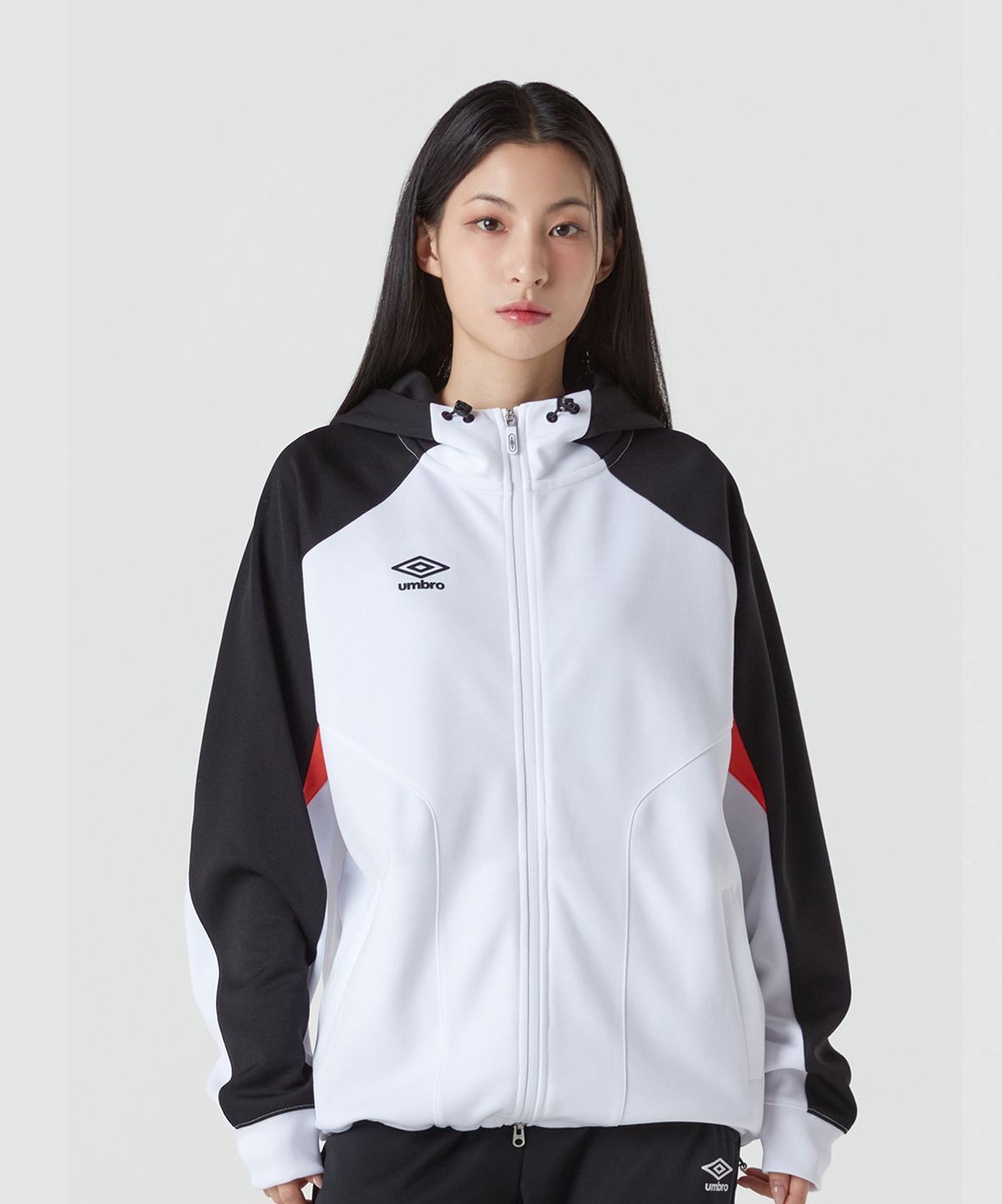 엄브로(UMBRO) PTR 프리 매치 니트 후드 집업 화이트(UQ121SFT11)