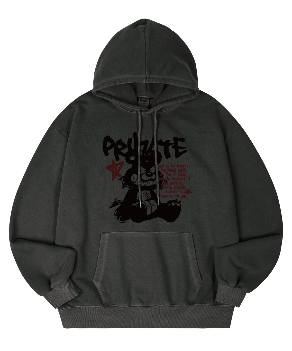 프라임에이트(PRIMATE) BAD BAER 피그먼트 오버핏 후드티셔츠 4 COLORS