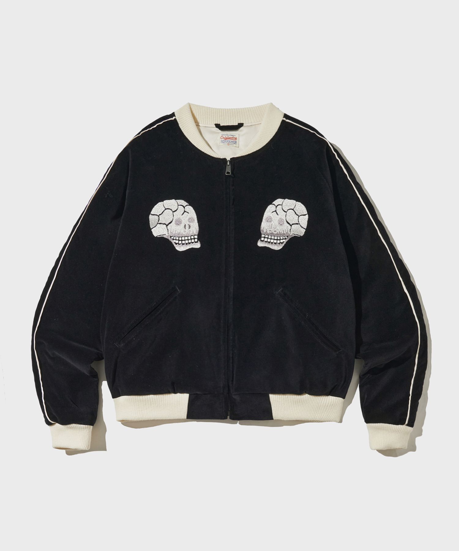 MUSINSA公式 | OUTSTANDING SKULL VELVET SOUVENIR JACKET_BLACK