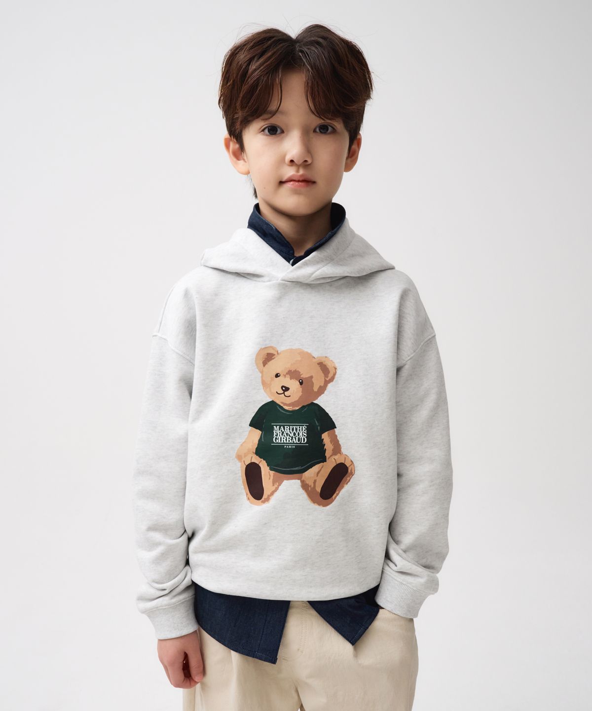 마리떼 키즈(MARITHÉ KIDS) KIDS MARI BEAR HOODIE light heather gray