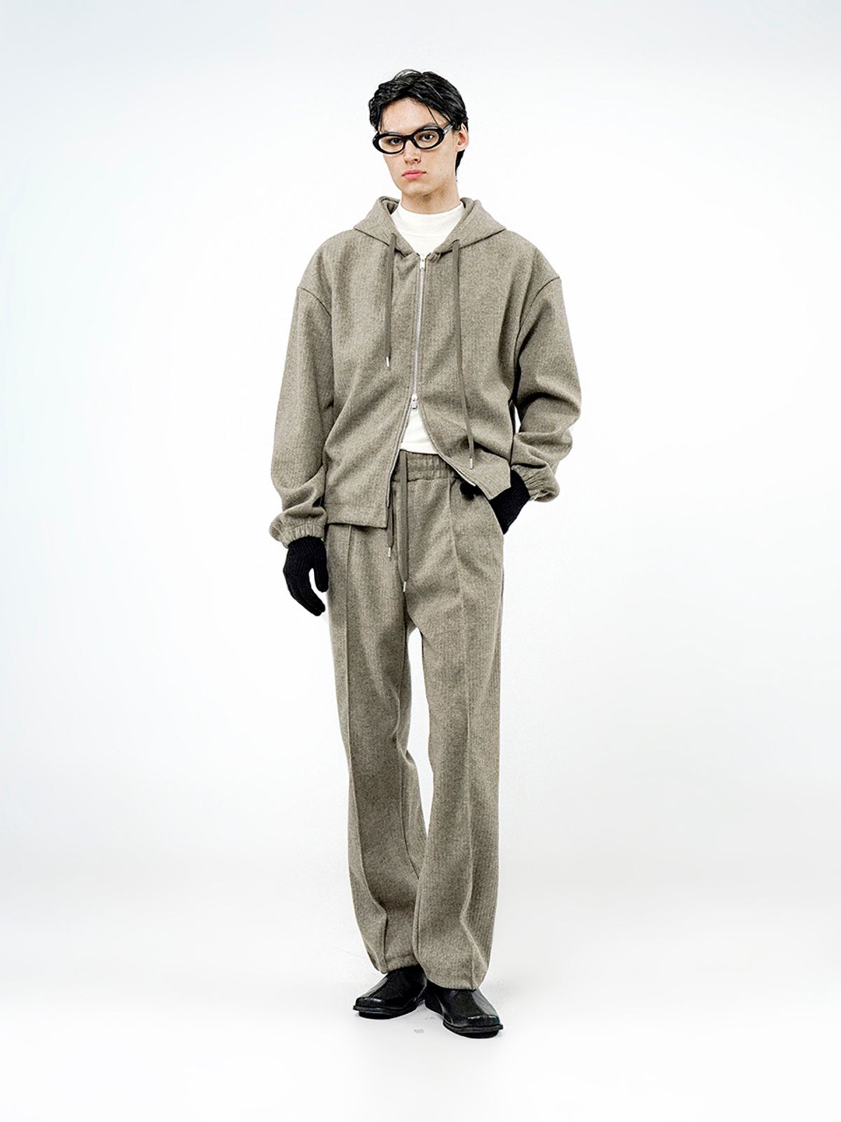 챈세스노이(CHANCE'S NOI) Ribbed Kint String Pants - Khaki /M244PT04KA