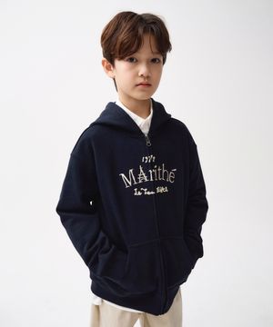 KIDS EMBROIDERY HOODIE ZIPUP navy