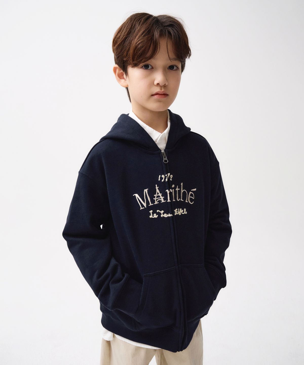 마리떼 키즈(MARITHÉ KIDS) KIDS EMBROIDERY HOODIE ZIPUP navy