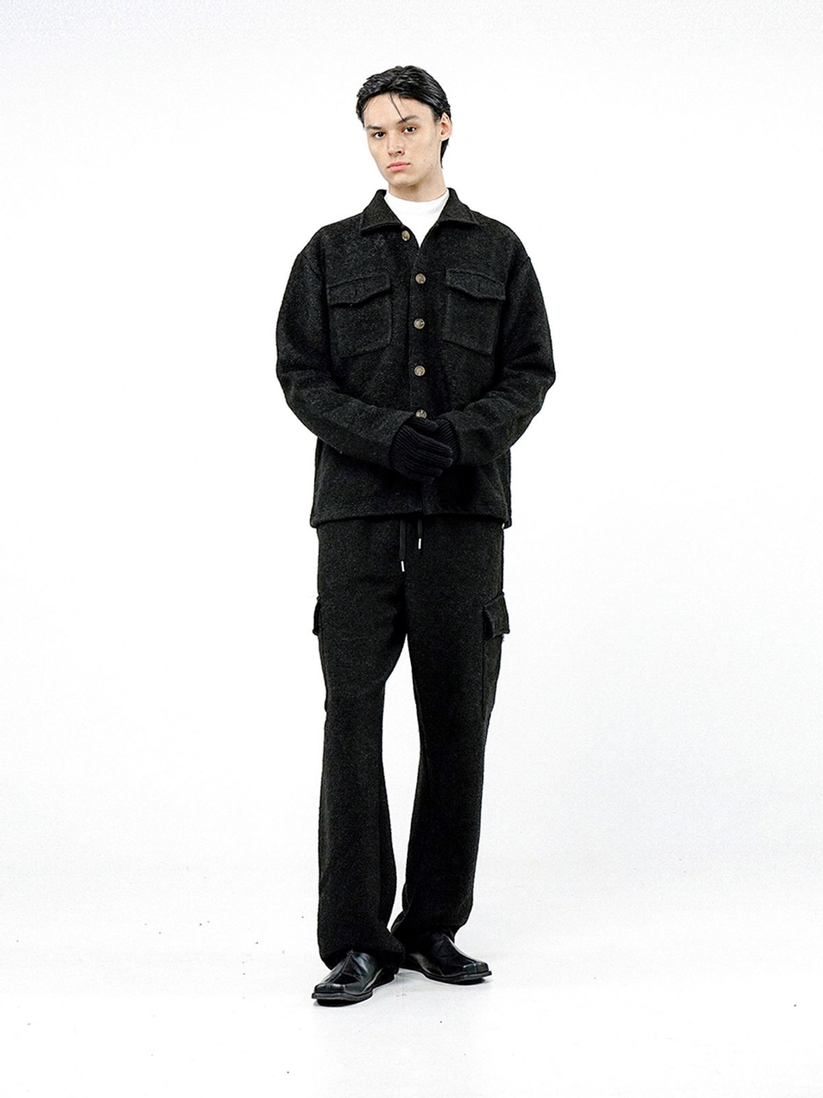 챈세스노이(CHANCE'S NOI) Boucle Cargo String Pants - Black /W244PT05BK-M