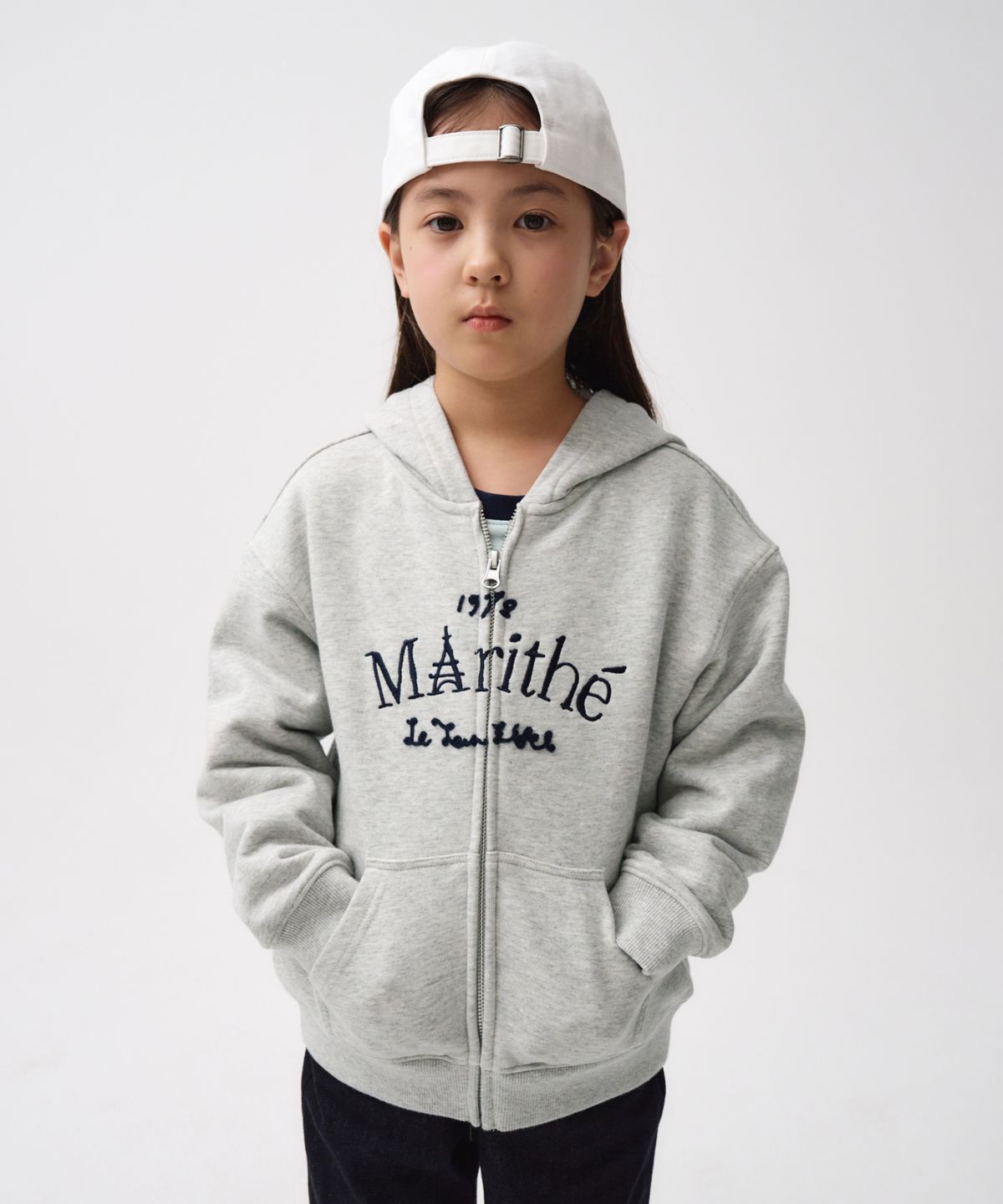 마리떼 키즈(MARITHÉ KIDS) KIDS EMBROIDERY HOODIE ZIPUP light heather gray