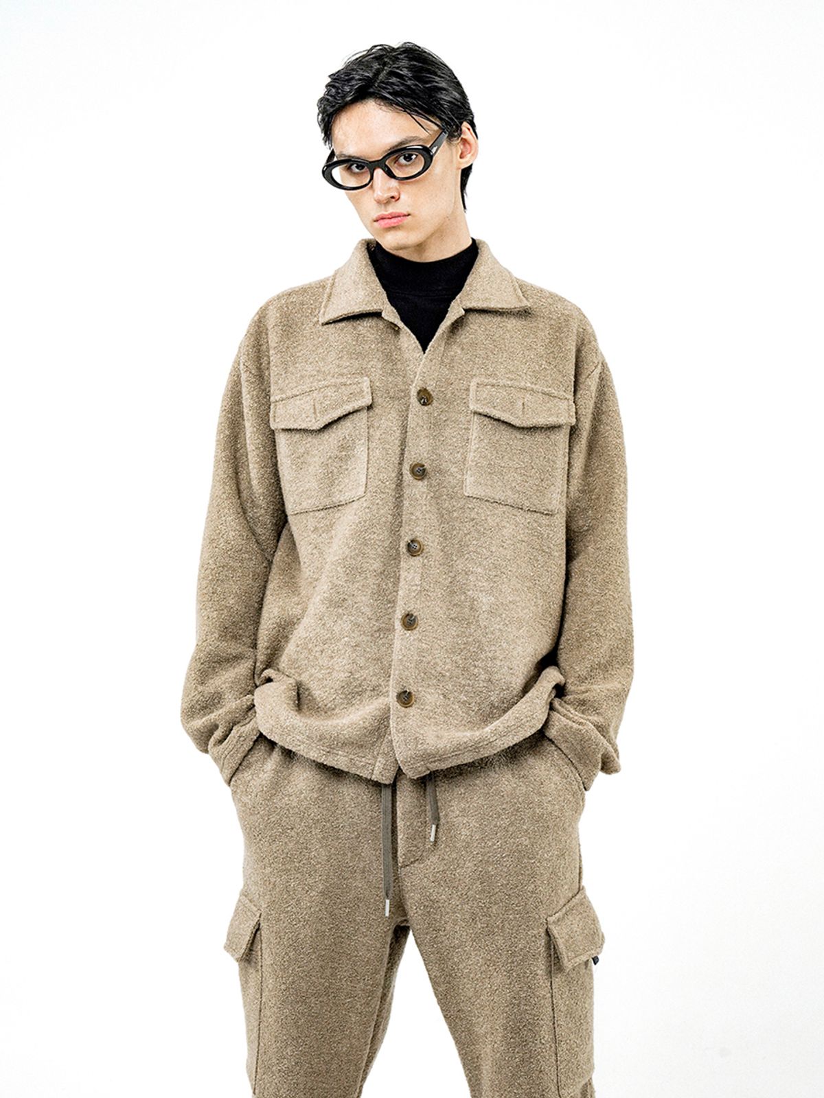챈세스노이(CHANCE'S NOI) Boucle Pocket Shirt Jacket - Oatmeal /W244TP01OT-M
