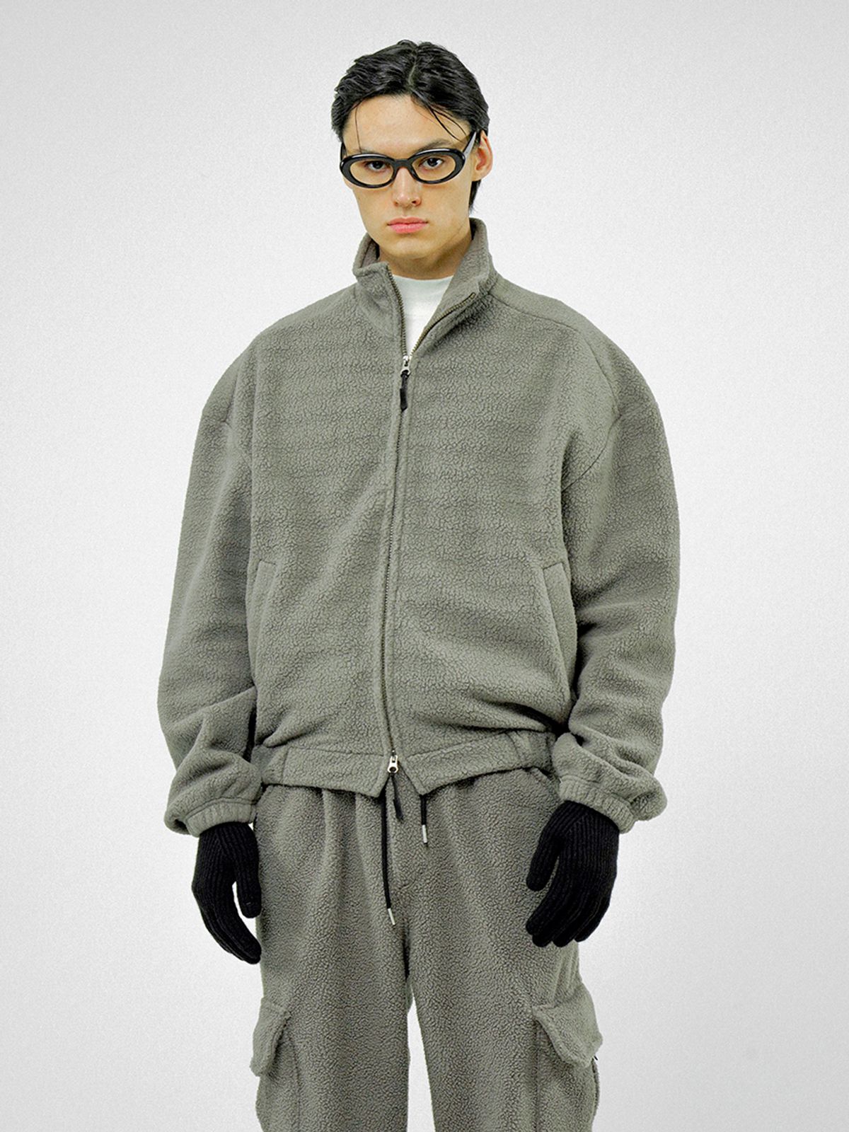 챈세스노이(CHANCE'S NOI) Fleece Two-way Zip-up - Khaki /M244TP02KA