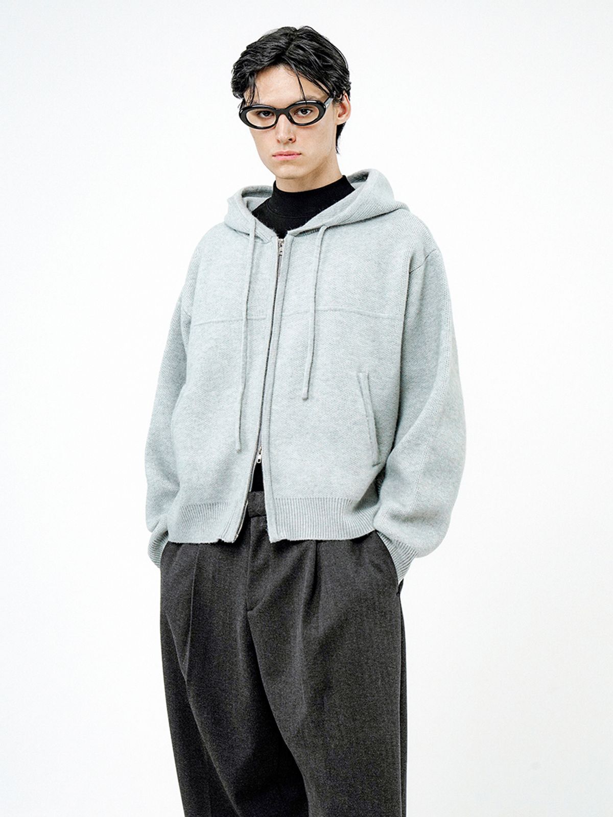 챈세스노이(CHANCE'S NOI) Sweater hooded Zip-up - Melnage /M244TP05ML