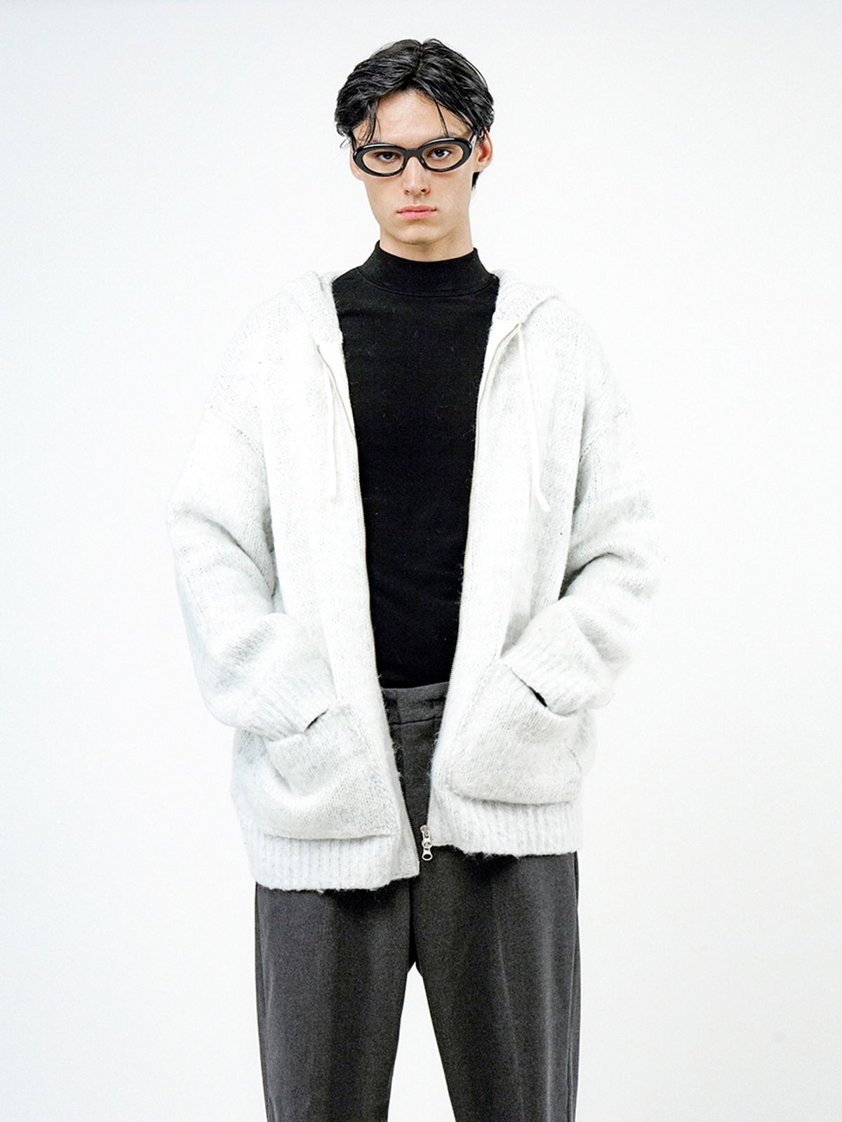 챈세스노이(CHANCE'S NOI) Brush Sweater hooded Zip-up - Melange /M244TP09ML