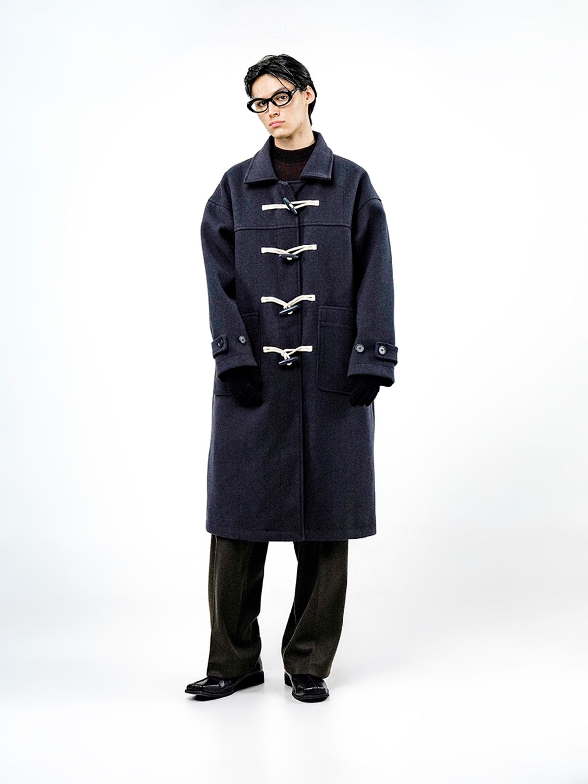 챈세스노이(CHANCE'S NOI) Oversized Snap Duffel Coat - Navy /W244OT01NY-M